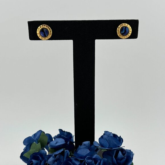 Vintage Blue Abalone Shell Stud Earrings - Picture 1 of 5